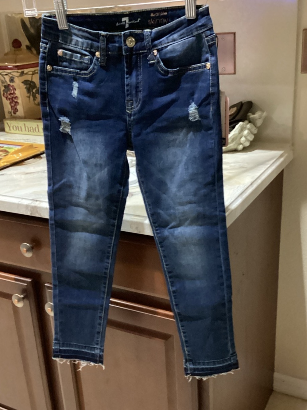 7 For All Mankind Dark Indigo Ankle Skinny Jeans